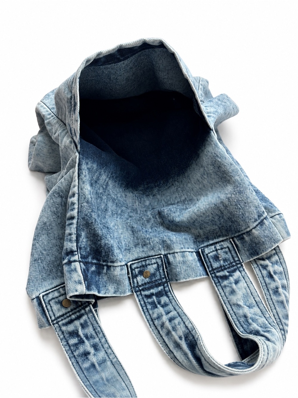 Rare Free People We The Free Oversized Acid Wash Denim Tote Bag Blue - Picture 11 of 15